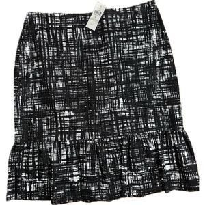 Ann Taylor Black‎ White Ruffle Hem Flounce Skirt size 6 NEW